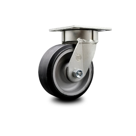 Service Caster 5 Inch Kingpinless Rubber on Aluminum Wheel Swivel Top Plate Caster SCC SCC-KP30S520-RAR